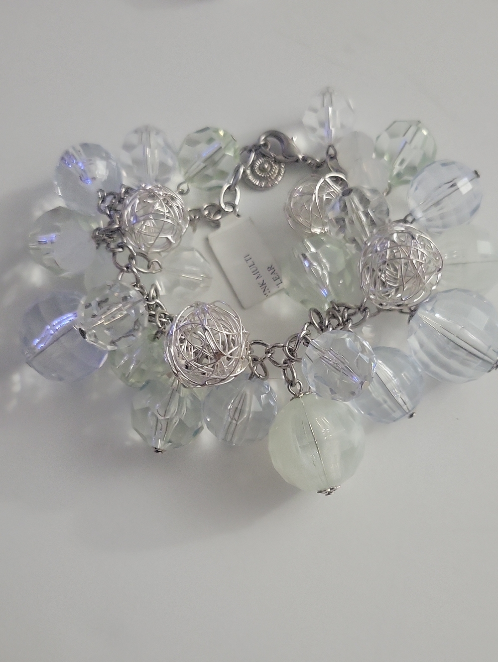 NWT RJ Graziano Faceted Lucite Silvertone Bracelet 8"